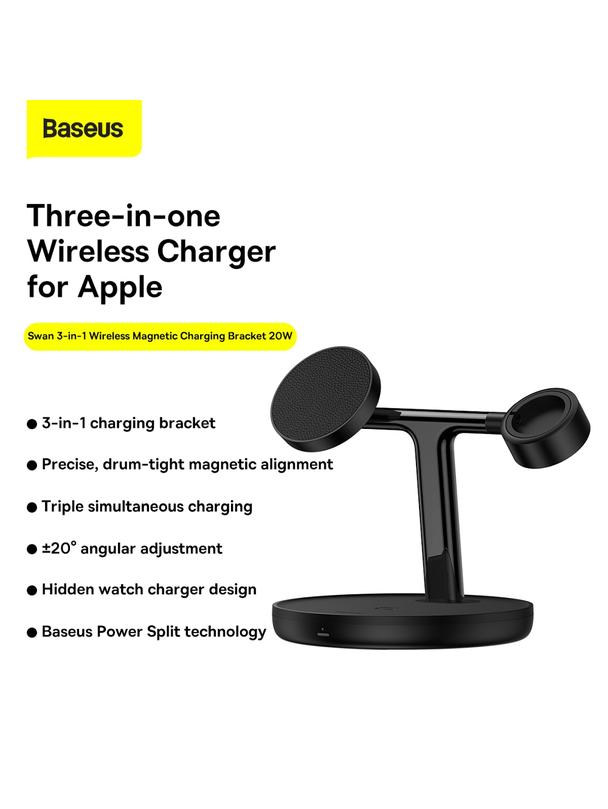 BASEUS ładowarka indukcyjna 3w1 kompatybilna z MagSafe 15W WXTE000101 czarna
