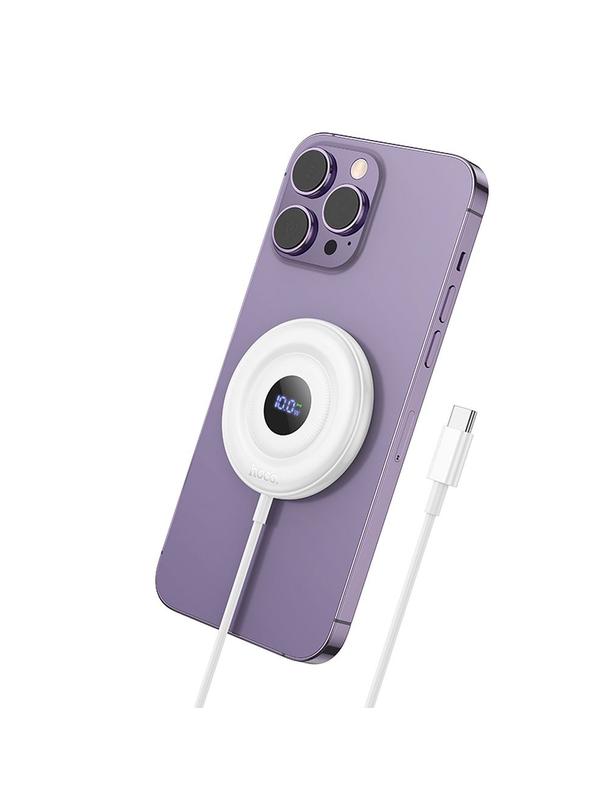 Ładowarka indukcyjna Hoco 2A 15W zgodna z MagSafe z wyświetlaczem CW61 biała