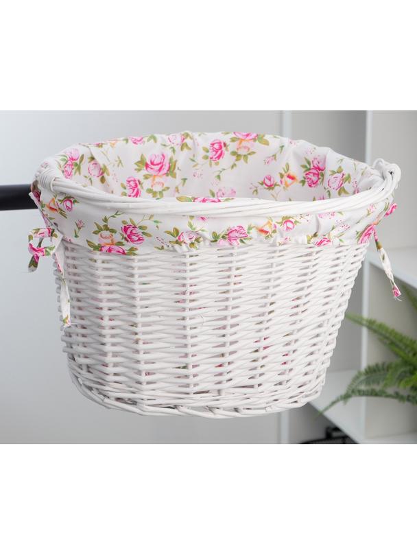 Koszrowerowy  z wikliny  z materiałową wyściółką FSBKT-037-1 biały