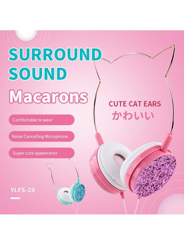 Słuchawki przewodowe nauszne Jack 3,5 mm Cat Ear YLFS-22 czarne