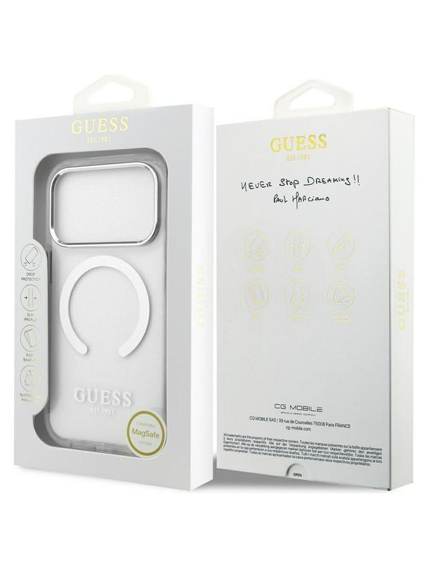 GUESS futerał do IPHONE 17 Pro kompatybilny z MagSafe GUHMP17LHTRMS (Metal Outline) srebrny