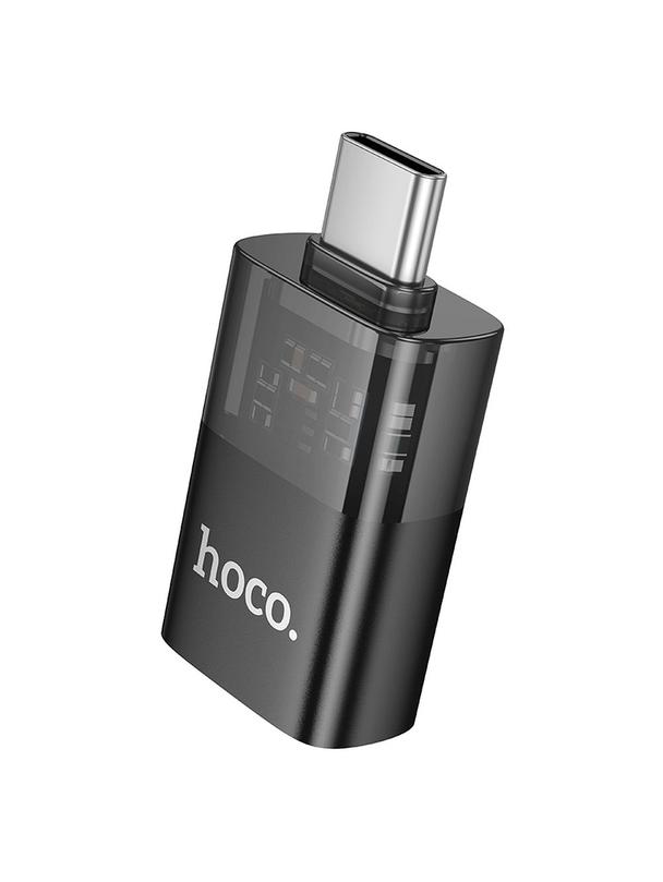 Adapter OTG USB C do USB A Hoco UA36B transparentny czarny