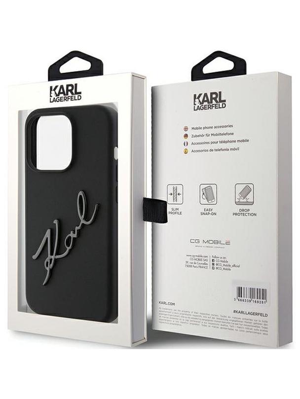 KARL LAGERFELD futerał do IPHONE 15 Pro Max KLHCP15XSKSBMCK (Silicone Karl Script Logo) czarny