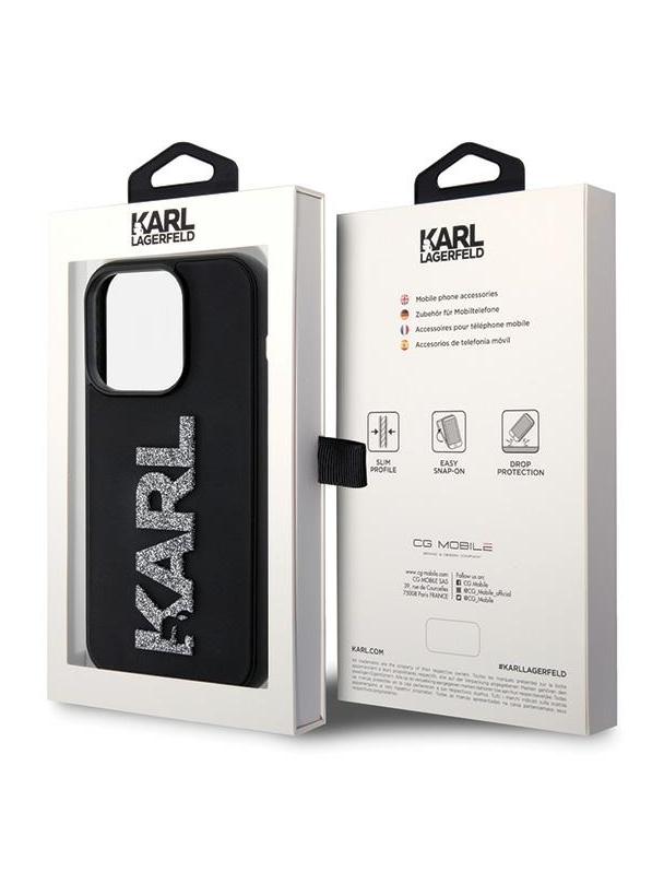 KARL LAGERFELD futerał do IPHONE 15 Pro Max KLHCP15X3DMBKCK (3D Logo Glitter) czarny