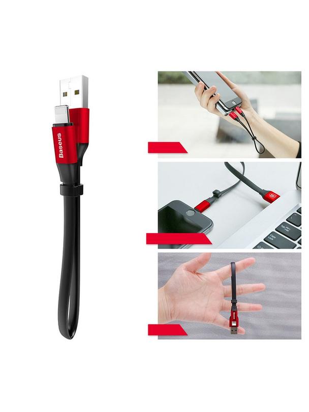 BASEUS kabel USB A do Lightning 2A Nimble CALMBJ-B91 0,23 m czarno czerwony