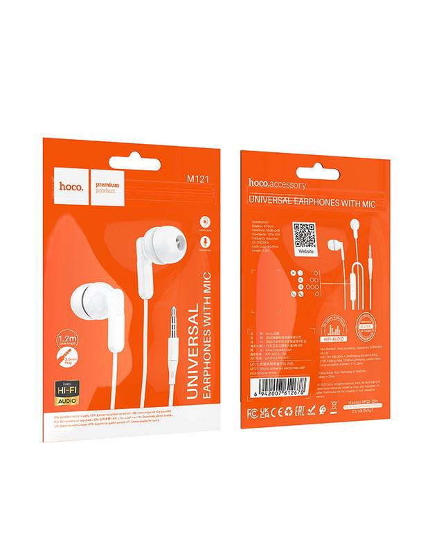 Słuchawki przewodowe douszne Jack 3,5 mm Hoco M121 białe