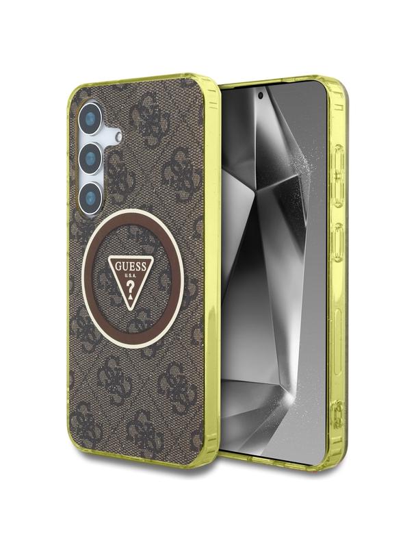 GUESS futerał do SAMSUNG S25 GUHMS25SHG4PRTGW (Magnetic IML Metal Glitter 4G Circle Triangle) brązowy