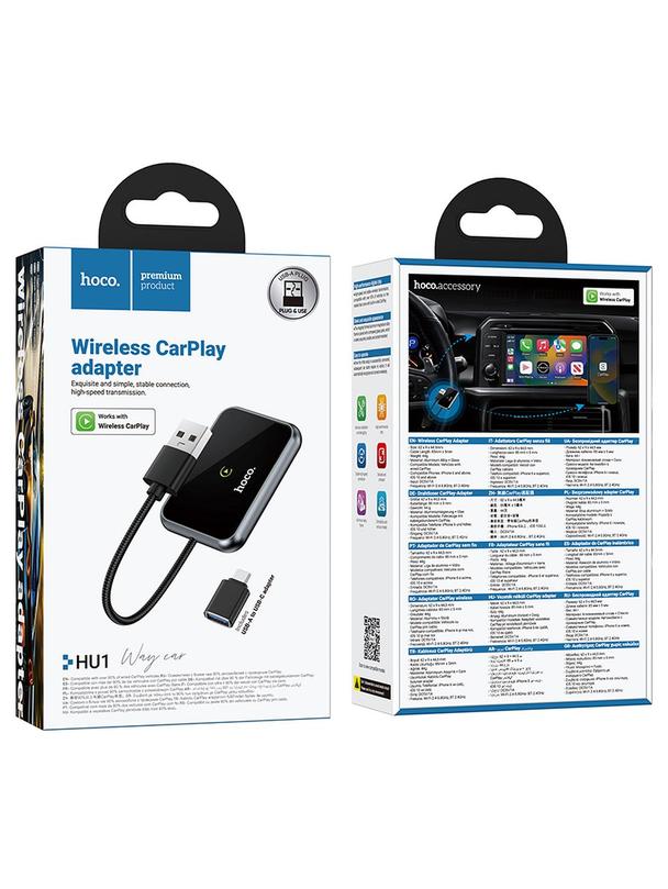 Bezprzewodowy adapter CarPlay Hoco USB A / USB C HU1 czarny