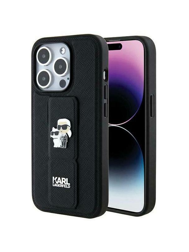 KARL LAGERFELD futerał do IPHONE 14 Pro KLHCP14LGSAKCPK (Gripstand Saffiano KC PIN) czarny