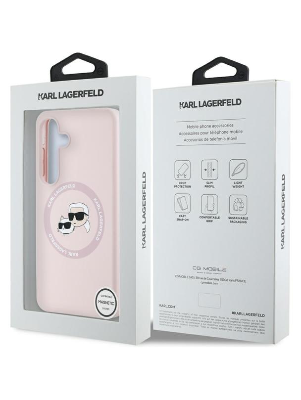 KARL LAGERFELD futerał do SAMSUNG S25 KLHMS25SSKCHTCP (Magnetic Silicone Double Heads) różowy