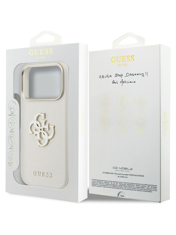 GUESS futerał do IPHONE 17 Pro GUHCP17L5PS4RGGE (PU FW Resin Logo) beżowy