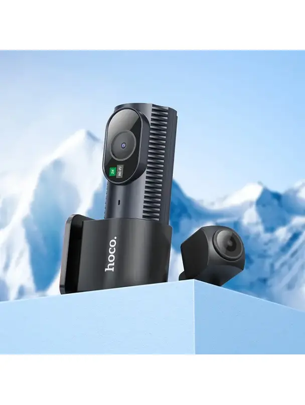 Kamera samochodowa Hoco z wyświetlaczem 1,47" 2K + kamera tylna 720P/25fps DV8 czarna