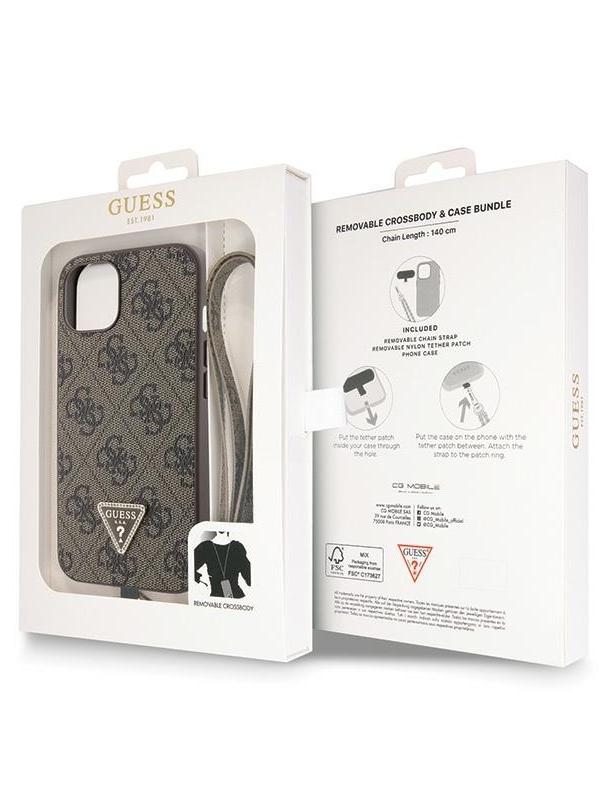 GUESS futerał do IPHONE 13 / 14 / 15 GUHCP14SP4TDSCPW (Crossbody 4G Metal Logo) brązowy