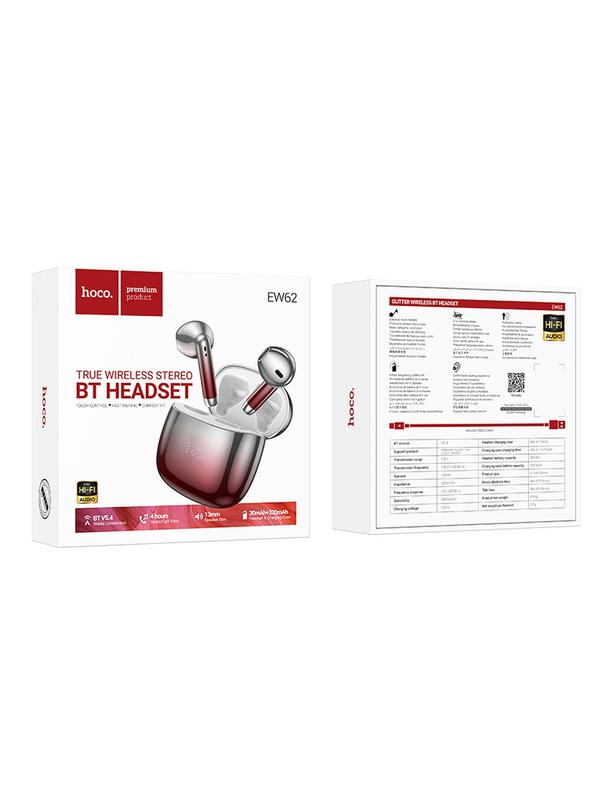 EOL HOCO słuchawki bezprzewodowe bluetooth TWS EW62 czerwone