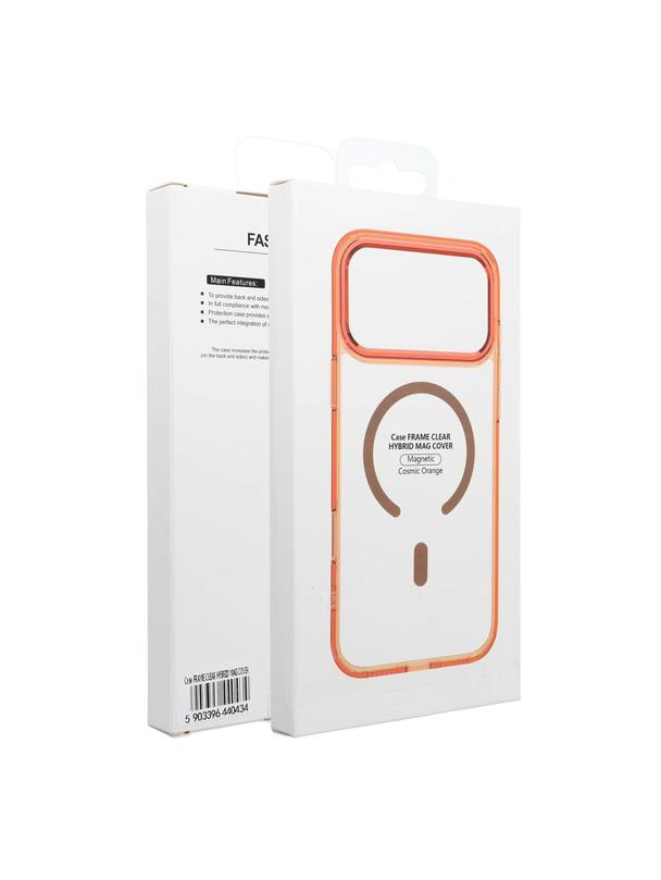 Futerał FRAME CLEAR HYBRID MAG COVER kompatybilny z MagSafe do IPHONE 17 pomarańczowy