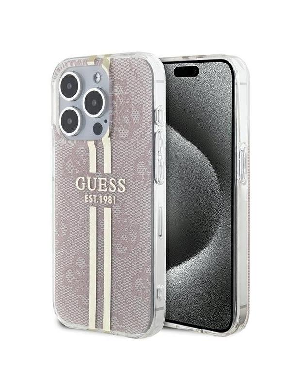 GUESS futerał do IPHONE 14 Pro Max GUHCP14XH4PSEGP (4G Gold  Stripe) różowy