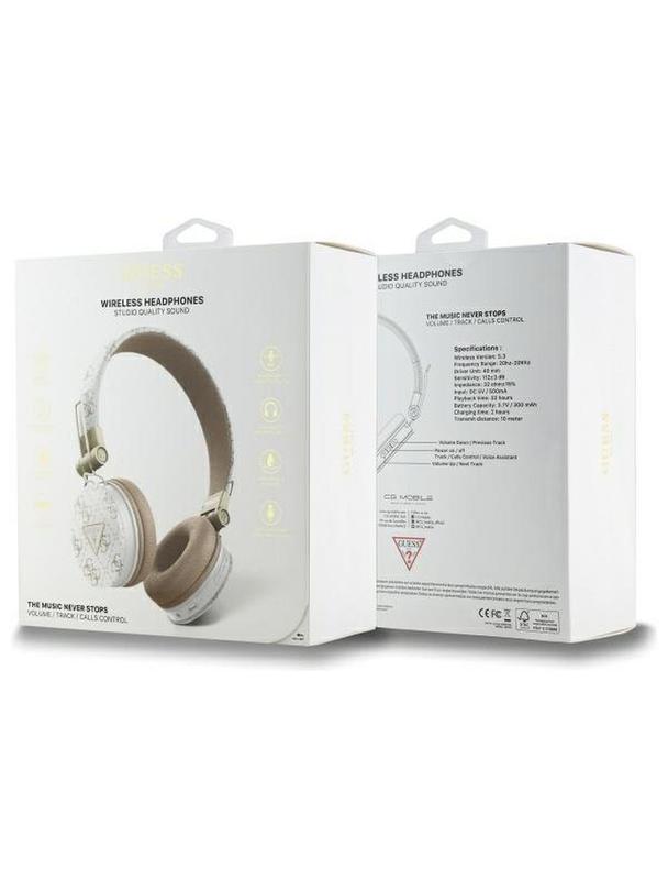 GUESS słuchawki bezprzewodowe bluetooth nagłowne ENC GUBH70E4PTMH (PU 4G Triangle Round Shape) białe