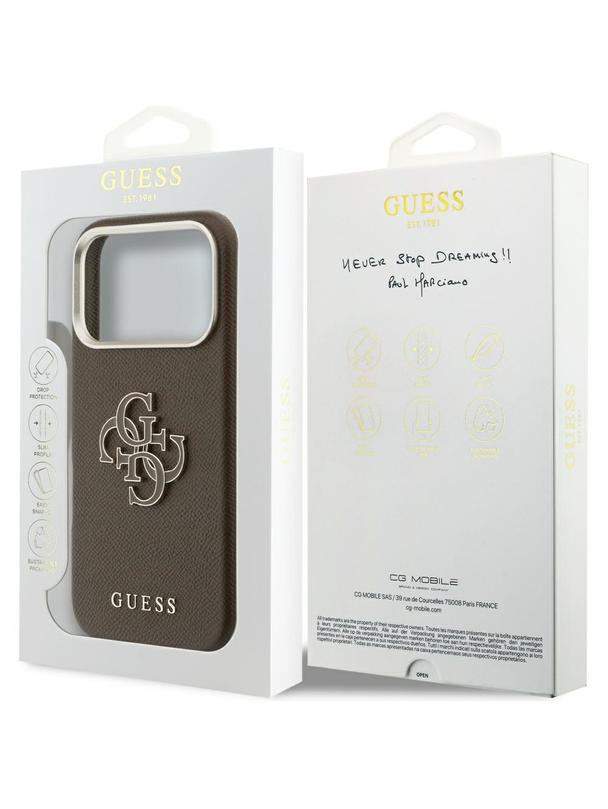 GUESS futerał do IPHONE 17 Pro GUHCP17L5PS4RGGW (PU FW Resin Logo) brązowy