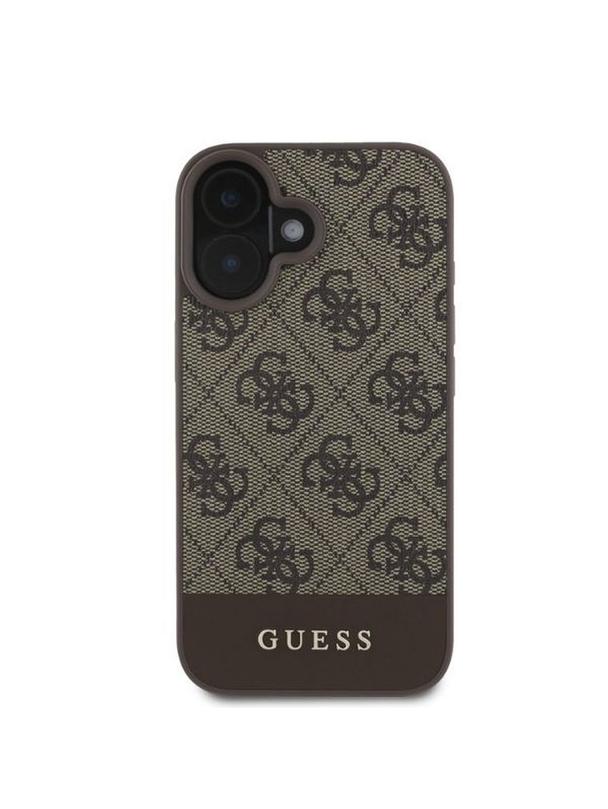 GUESS futerał do IPHONE 16 GUHCP16SG4GLBR (PC/TPU 4G PU Bottom Stripe) brązowy