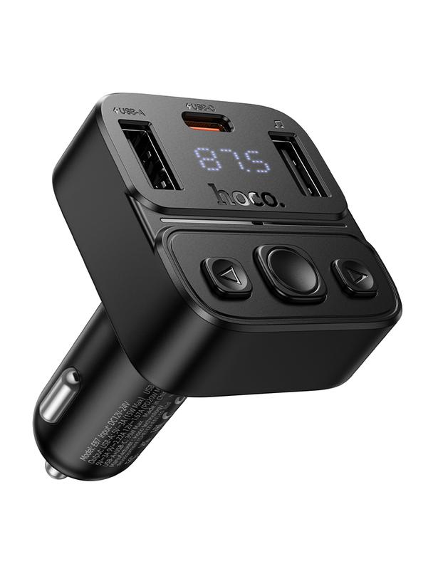 Transmiter samochodowy bluetooth Hoco USB A + USB C QC PD 35W E87 czarny