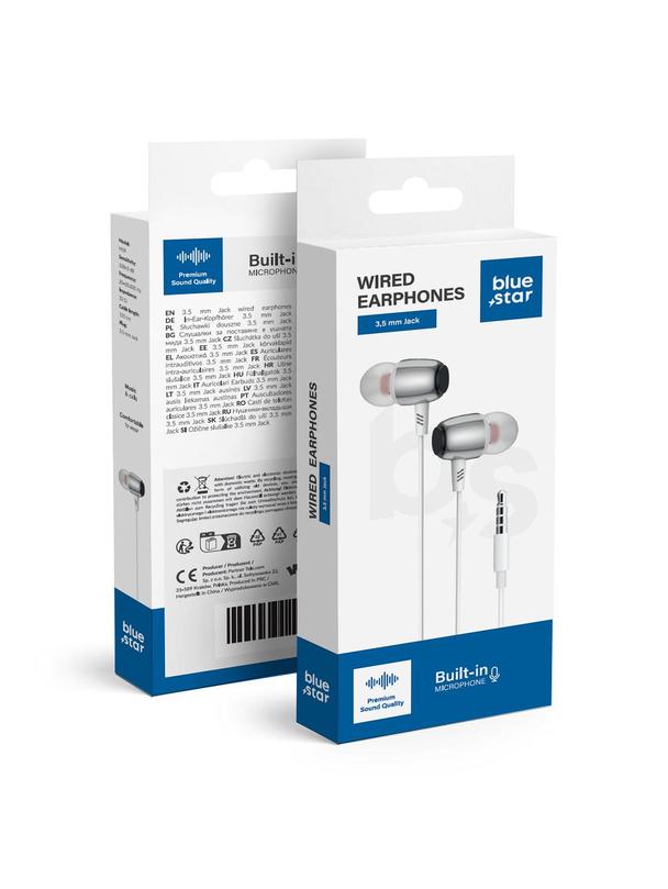 Słuchawki przewodowe douszne Jack 3,5 mm Blue Star M09 1,2 m białe