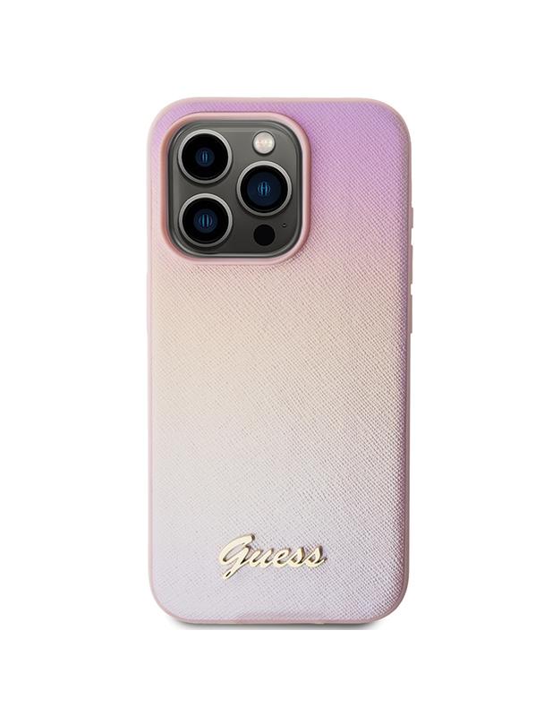 GUESS futerał do IPHONE 14 Pro GUHCP14LPSAIRSP (Saffiano Iridescent Script) pink