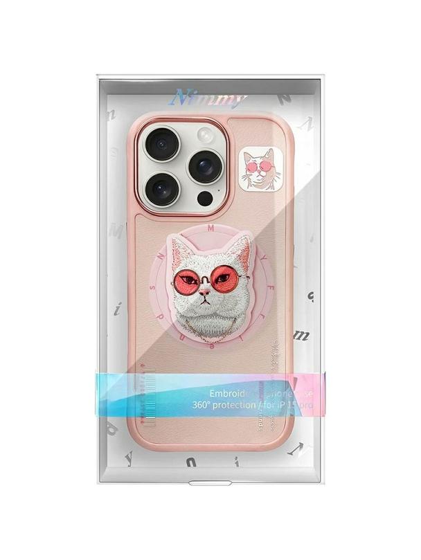 NIMMY futerał GLASSES COOL CAT kompatybilny z MagSafe do IPHONE 16 Pro Max różowy