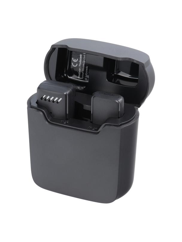 Mikrofon krawatowy bezprzewodowy Typ C z etui ładującym S11 czarny