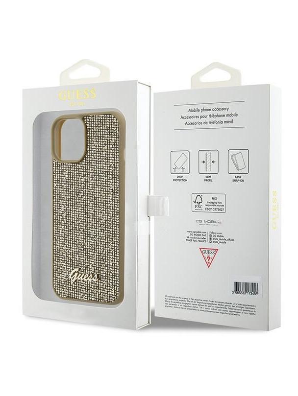 GUESS futerał do IPHONE 13 / 14 / 15 GUHCP15SPMSDGSD (Disco Metal Script) złoty
