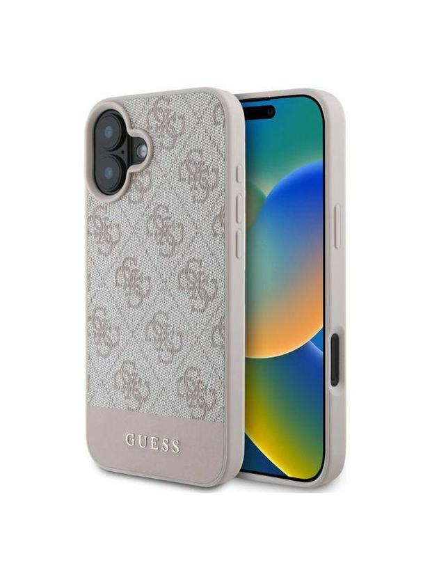 GUESS futerał do IPHONE 16 GUHCP16SG4GLPI (4G PU Bottom Stripe) różowy