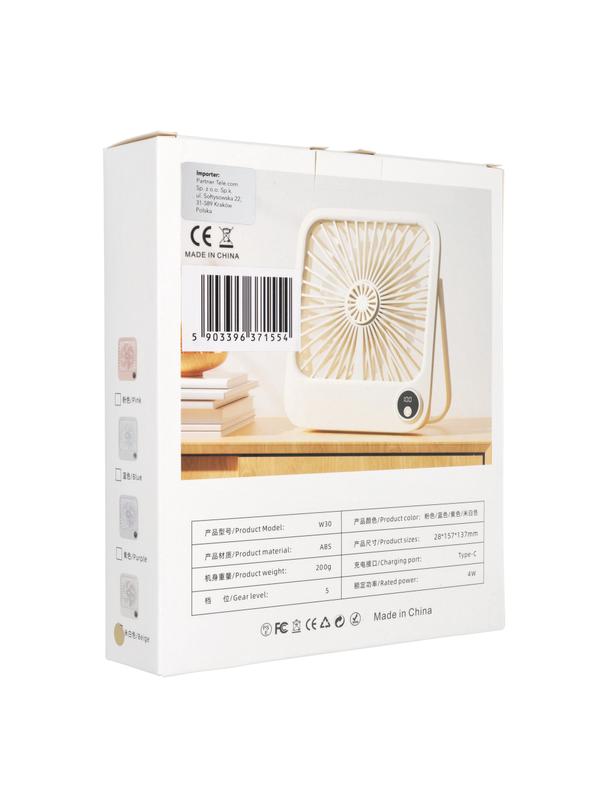 Wentylator / wiatrak biurkowy z regulowaną podstawką W30 biały