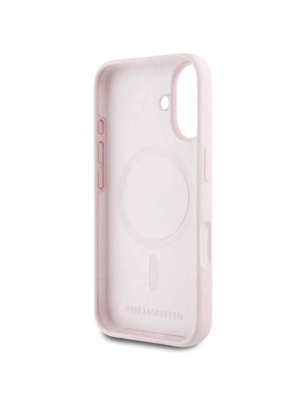KARL LAGERFELD futerał do IPHONE 16 kompatybilny z MagSafe KLHMP16SSKCHTCP (Silicone KC Heads) różowy