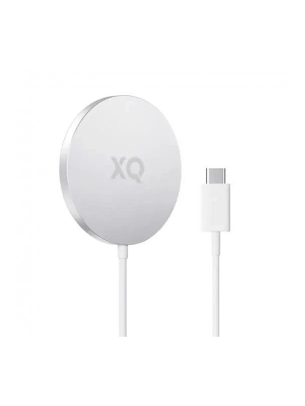 Ładowarka indukcyjna aluminiowa XQISIT 15W zgodna z MagSafe z kablem USB C biała
