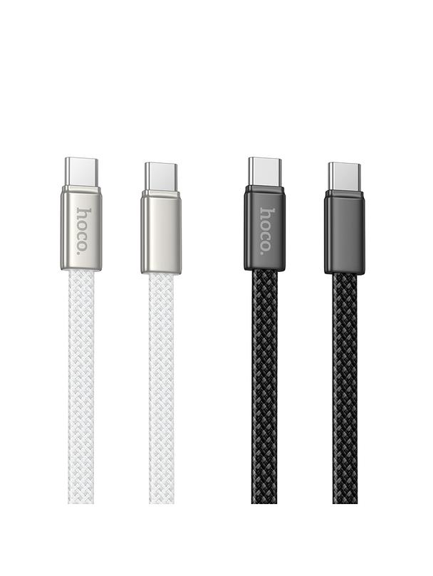 Kabel USB C do USB C Hoco 3A 60W płaski 1 m X125 czarny