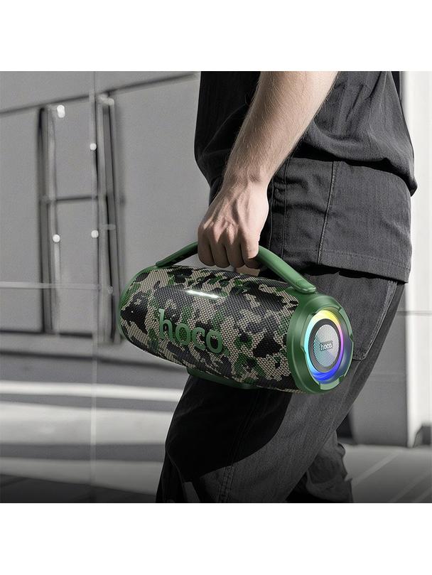 Głośnik bluetooth LED 2 x 15W 4h Hoco HA4 MINI zielony kamuflaż