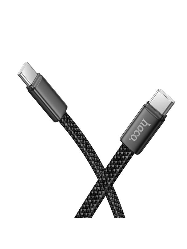 Kabel USB C do USB C Hoco 3A 60W płaski 1 m X125 czarny