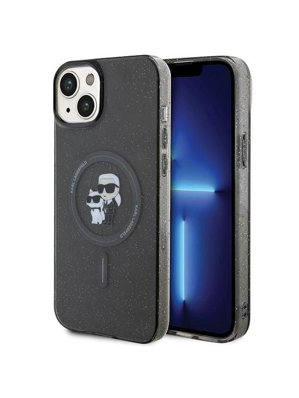 KARL LAGERFELD futerał do IPHONE 15 KLHMP15SHGKCNOK (Glitter + MAG) czarny