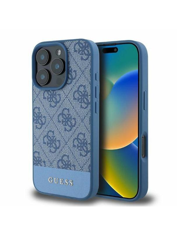 GUESS futerał do IPHONE 16 Pro Max GUHCP16XG4GLBL (4G PU Bottom Stripe) niebieski
