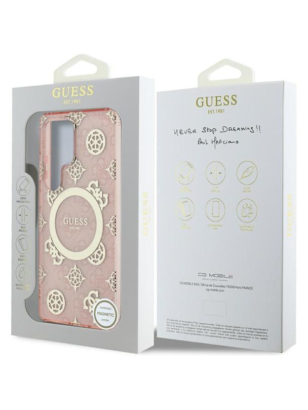 GUESS futerał do SAMSUNG S25 Ultra GUHMS25LH4PYEEP (Magnetic IML Peony on 4G Background) różowy