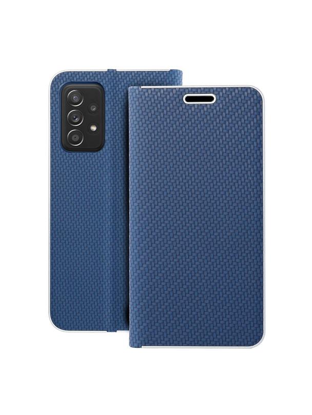Kabura LUNA Book Carbon do SAMSUNG A52 5G / A52 LTE ( 4G ) / A52s 5G niebieski