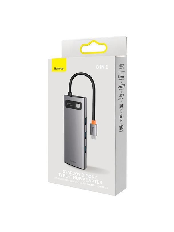 BASEUS adapter HUB 8w1 Typ C WKWG080113/BS-OH101 0,15 m szary
