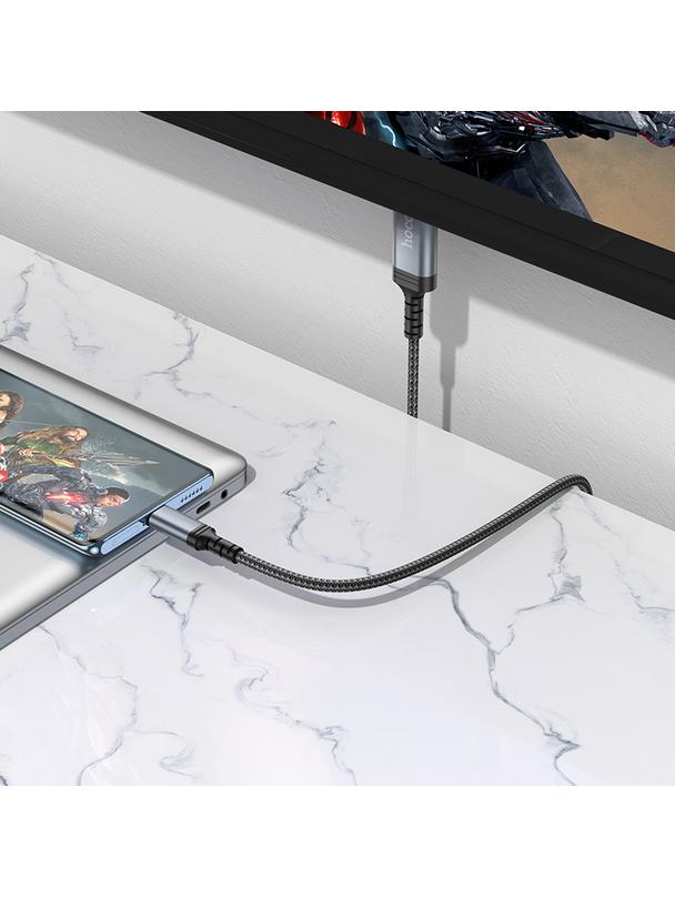 Kabel USB C do HDMI Hoco 4K 30Hz 2 m UA43 stalowy szary