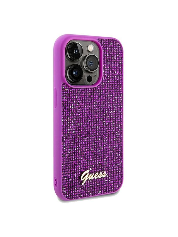 GUESS futerał do IPHONE 14 Pro GUHCP14LPMSDGSF (Disco Script Metal) fuksja