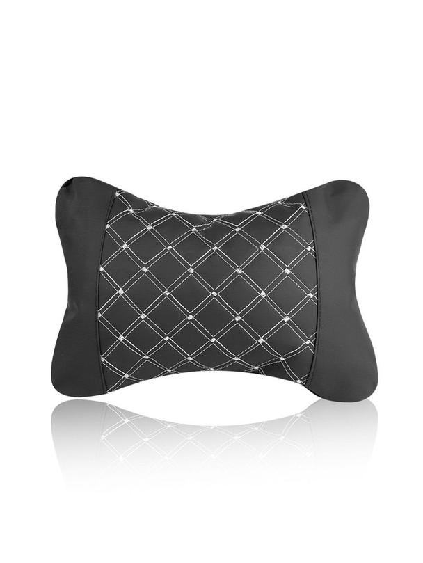 Poduszka na zagłówek do samochodu z przeszyciem czarno biała