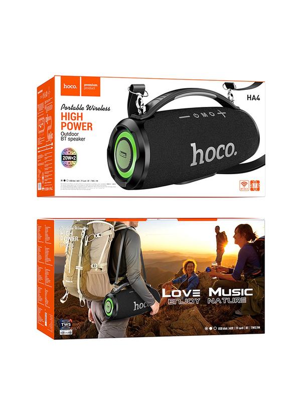 Głośnik bluetooth LED 2 x 20W 4h Hoco HA4 czarny