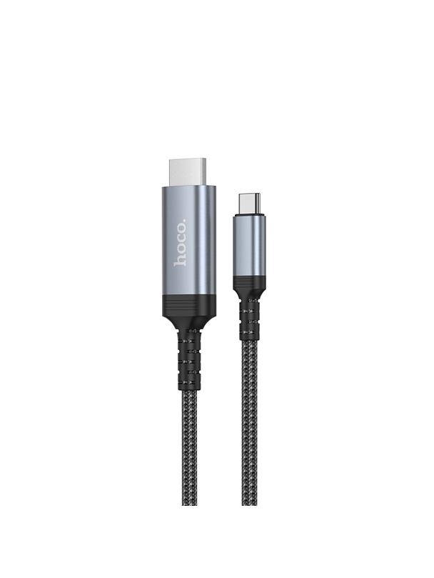 Kabel USB C do HDMI Hoco 4K 30Hz 2 m UA43 stalowy szary