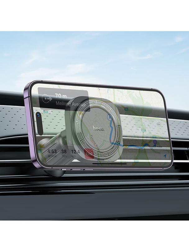 Uchwyt na telefon do samochodu magnetyczny zgodny z MagSafe Hoco do kratki H28 czarny