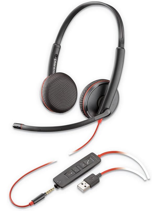 Słuchawki przewodowe nauszne Jack 3,5 mm / USB A Poly Blackwire C3225 czarne