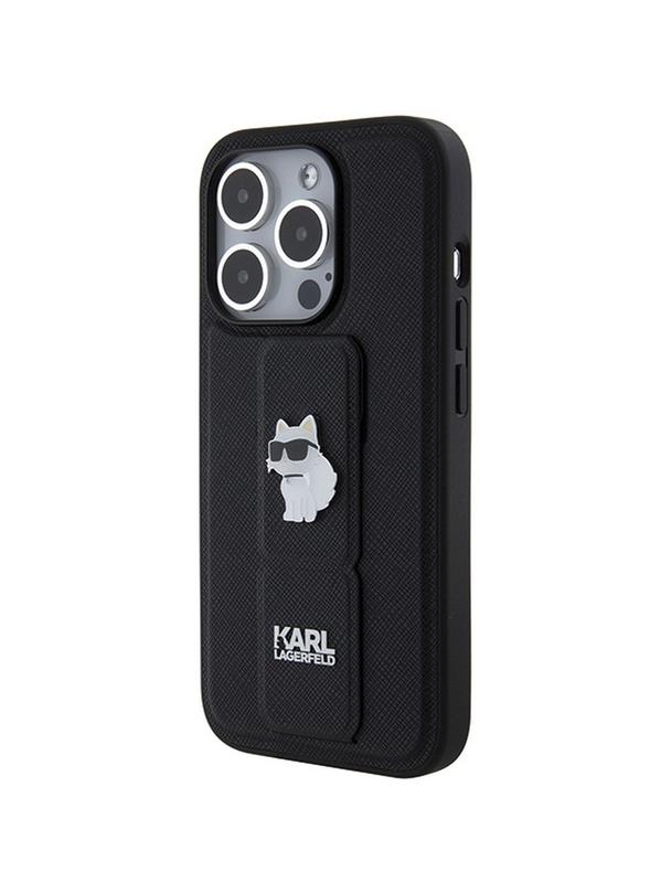 KARL LAGERFELD futerał do IPHONE 14 Pro Max KLHCP14XGSACHPK (Gripstand Saffiano choupette PIN) czarny