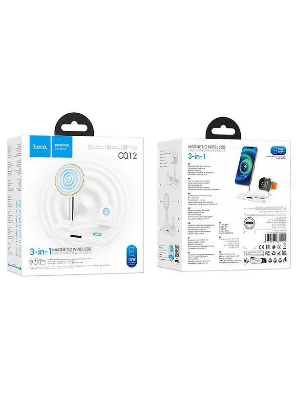 Ładowarka indukcyjna Hoco 3w1 3A 15W kompatybilna z Apple Watch CQ12 biała